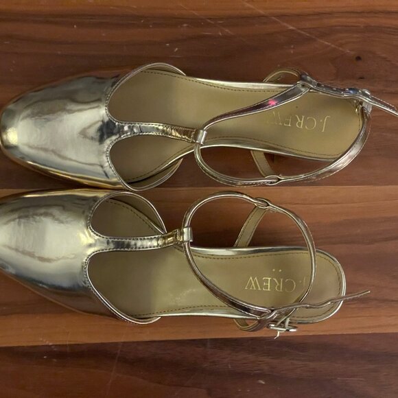 J.Crew Gold Y-Strap Heels 6.5 - Picture 5 of 7